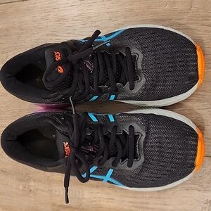 Asics Flytefoam Running Shoe Womens 7.5 Black Teal Training Trail Sneaker Hiking